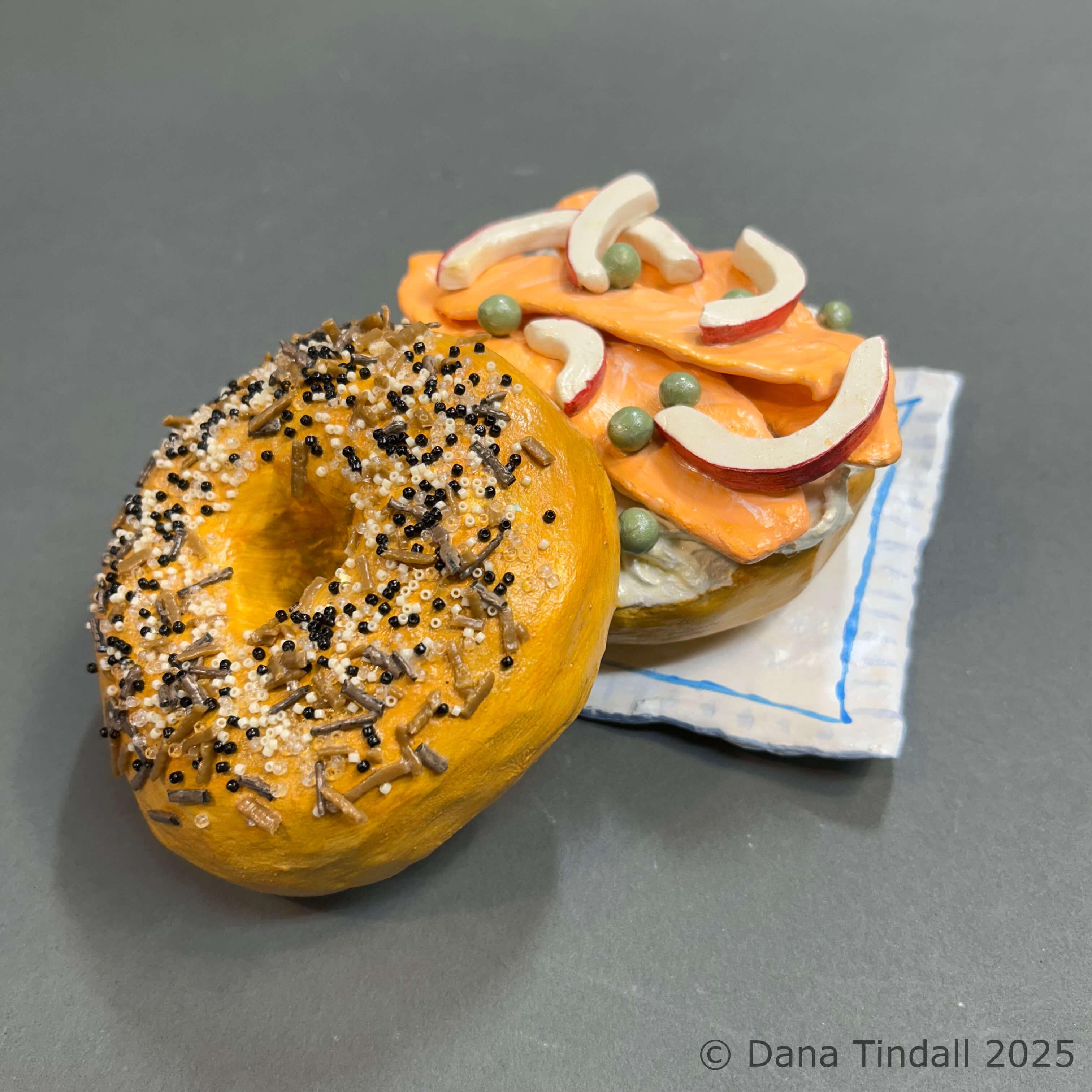 Everything Bagel w/ Lox, Onions, and Capers10” x 8” x 3.5” Mixed media