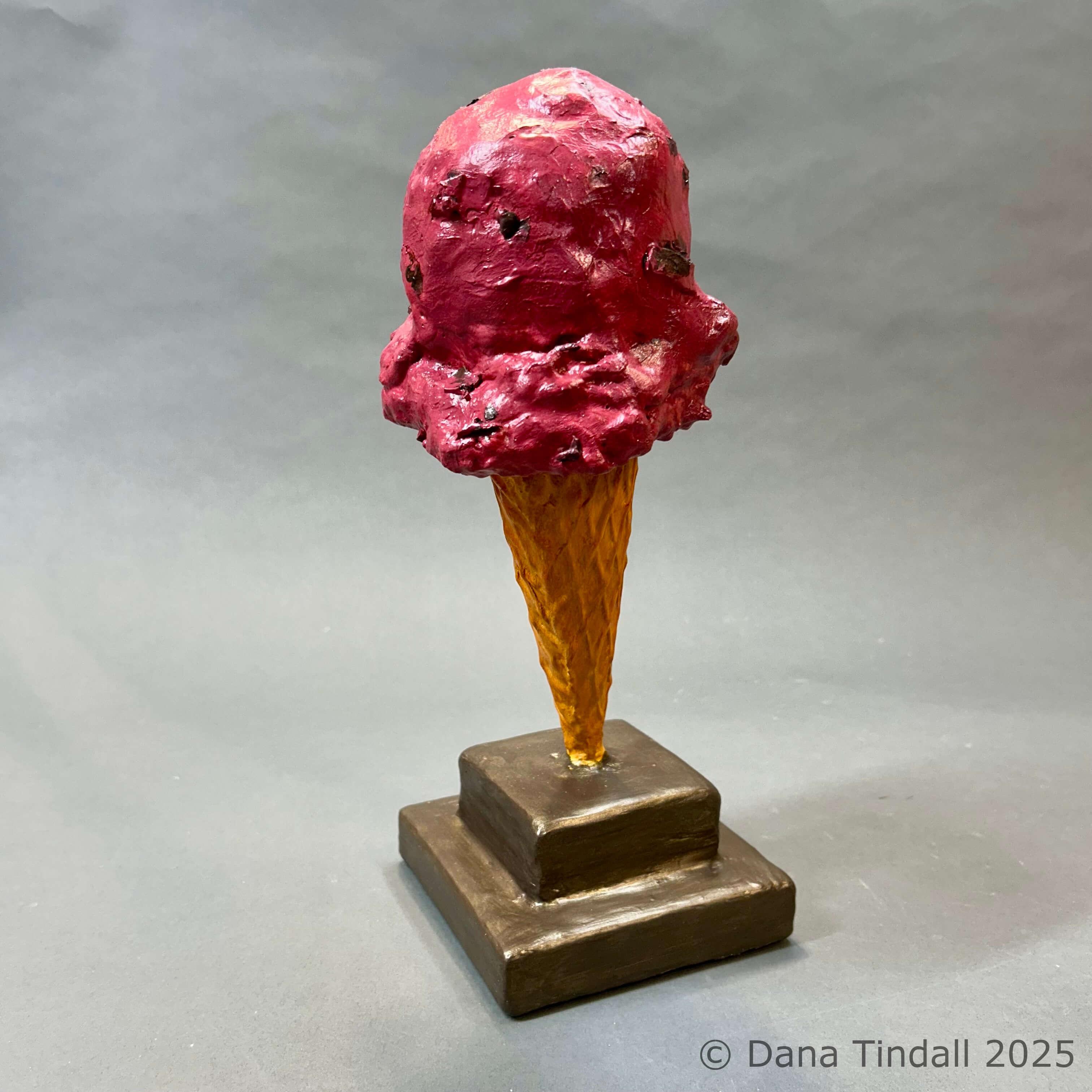 Raspberry Chip ConeApprox 14” x 6” x 6 Mixed media